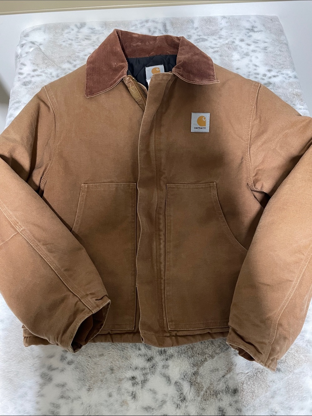 Carhartt Men's Brown insulated Jacket with Corduroy Collar